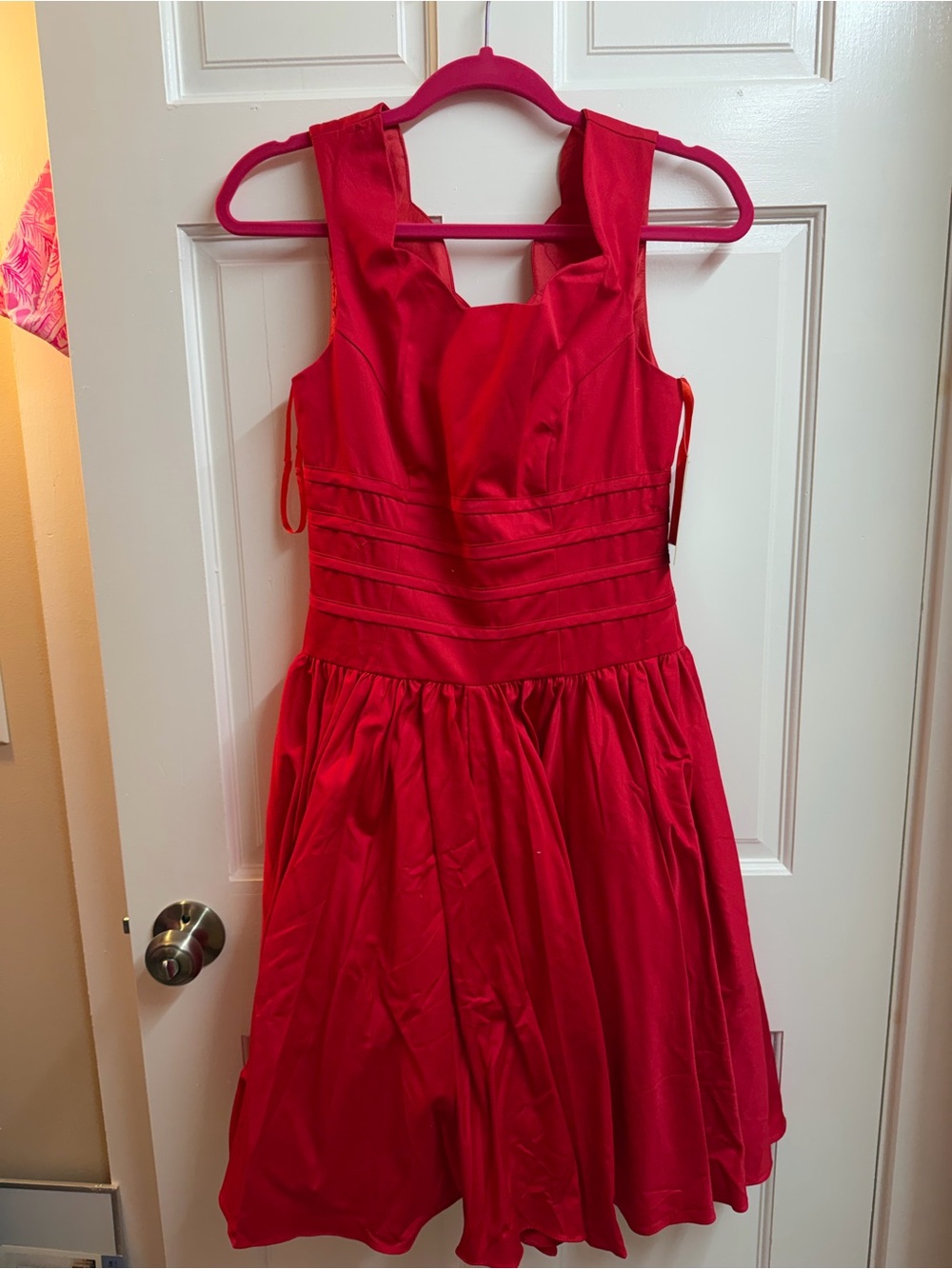 Unique Vintage Red Fit-and-Flare Sleeveless Dress